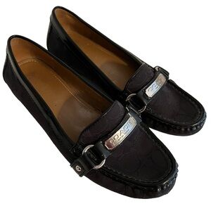 Coach Black Jacquard/Patent Leather "Felicia" Flat Driving Loafer 7.5B